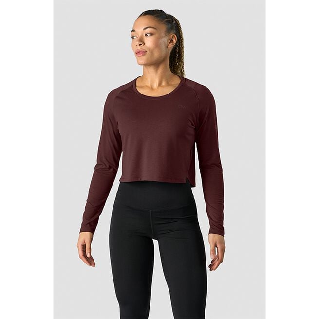 Stride Cropped Long Sleeve Wmn, Burgundy, L  Cropped Långärmad Tröja Röd