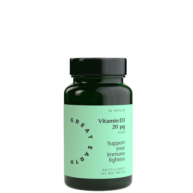 Great Earth D-Vitamin vegan 20 mcg 60 kapslar