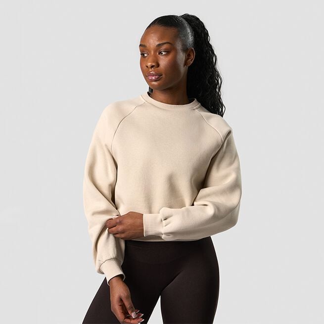 Everyday Cropped Crewneck, Beige Everyday Cropped Crewneck, Beige