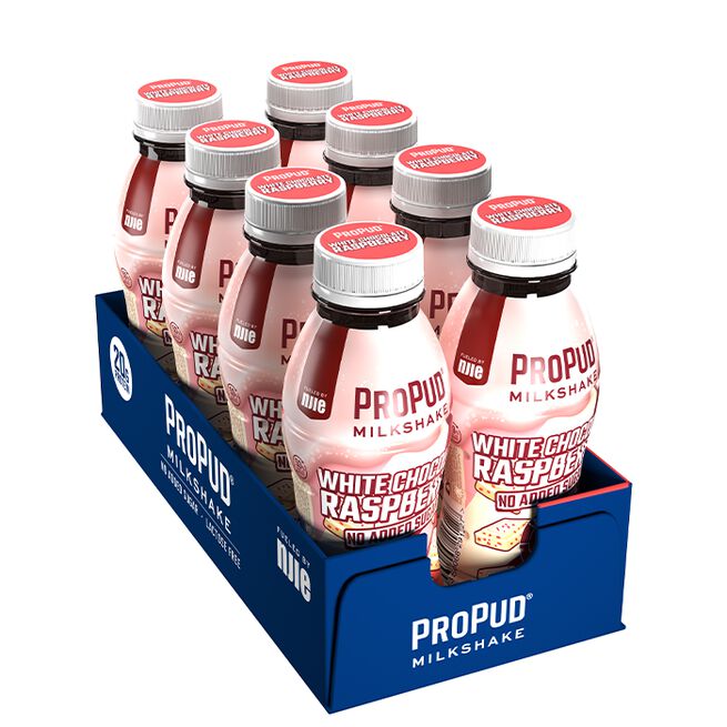 8 x ProPud Protein Milkshake, 330 ml, White Chocolate Raspberry 8 x ProPud Protein Milkshake, 330 ml White Chocolate Raspberry