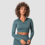 ICANIWILL Define Cropped 1/4 Zip, Jungle Green