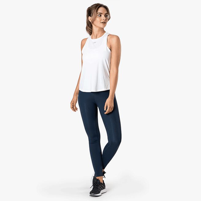 High Neck Tank Top, White Träningslinne Vit