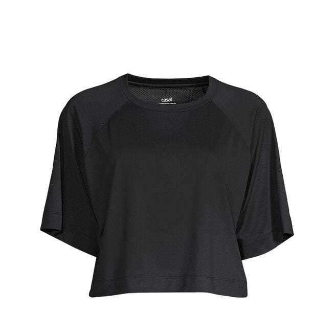 Casall Laser Mesh Crop Tee, Black Laser Mesh Crop Tee, Black