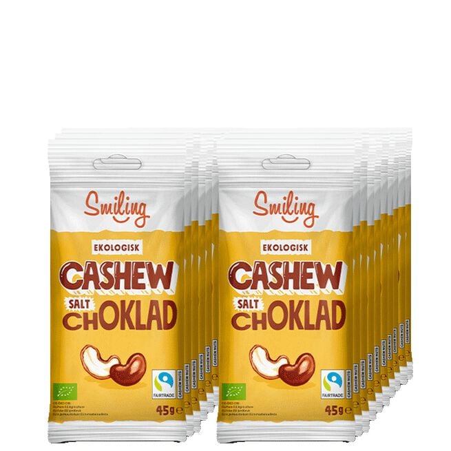 20 x Smiling Cashew Salt Choklad, 45 g 