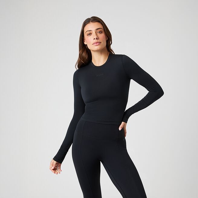 Studio Soft Cropped Longsleeve, Black Beauty, L Studio Soft Cropped Tröja Svart