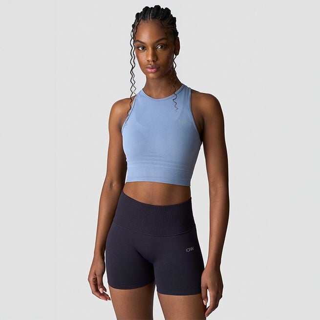 Define Seamless Cropped Tank Top, Metal Blue, M Define Seamless Cropped Linne Blå