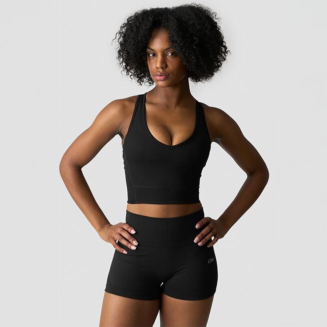 Ignite Cropped V-neck Tank Top, Black, L Croppad Träningstopp Svart