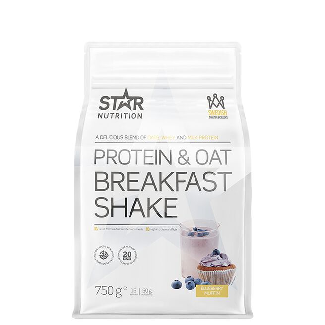Star nutrition protein and oat breakfast shake Blueberry muffin Protein & Oat Breakfast Måltidsersättnings Shake 750 g Blueberry Muffin