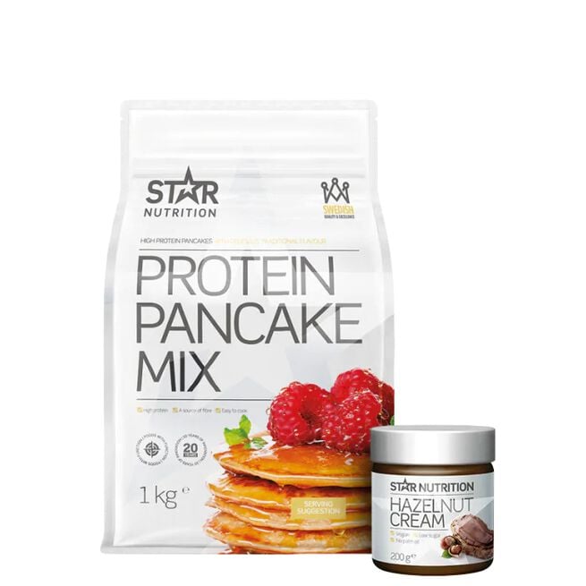 Star nutrition protein pancakes hazelnut cream Proteinpannkakor 1 kg + Protein Hasselnötskräm 200 g