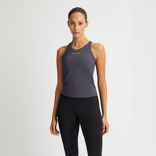 Jacquard Tank, Dark Grey Plum, L Jacquard Linne Grå