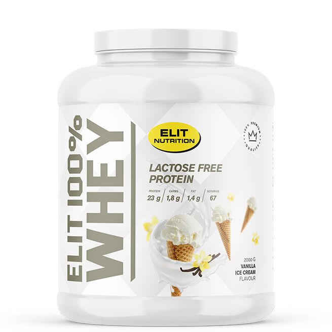 ELIT 100% Whey Lactose free, 2000 g, Vanilla Ice Cream ELIT 100% Whey Laktosfritt Proteinpulver 2000 g Vanilla Ice Cream