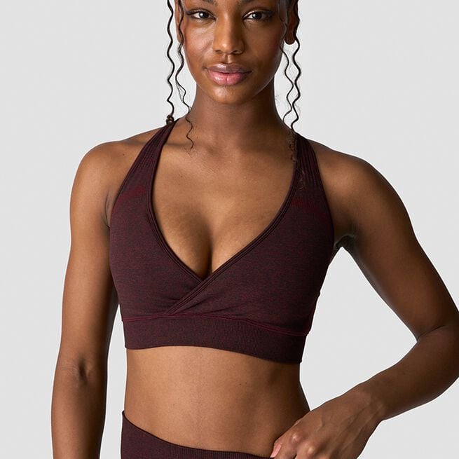 Soft Seamless Adjustable Sports Bra, Burgundy Melange, L  Soft Seamless Justerbar Sport-bh Mörkröd