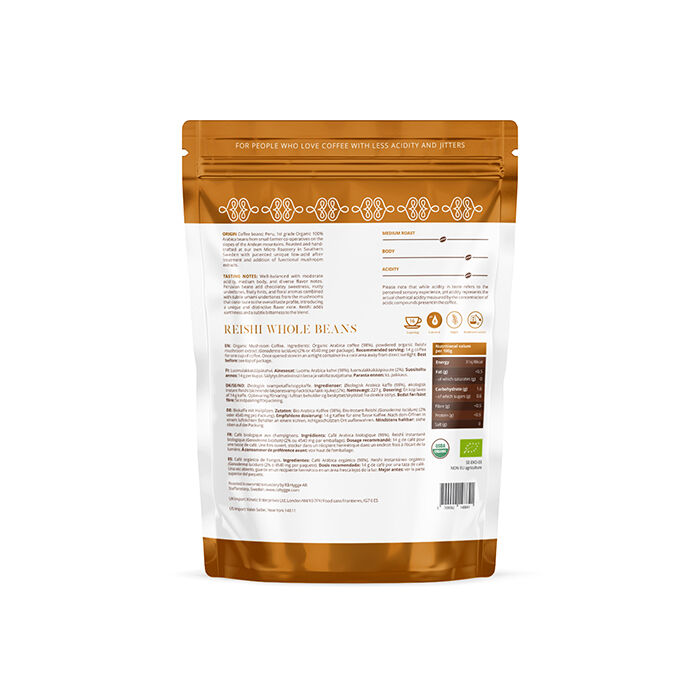 L&aring;gsyrlig Reishi specialkaffe Hela b&ouml;nor EKO 227g