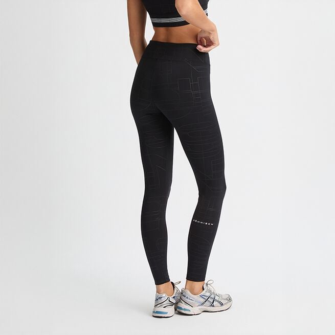 Logo Effect High Waist Tights, Black Logo Emboss, L  Logo Effect Emboss Tights Svart