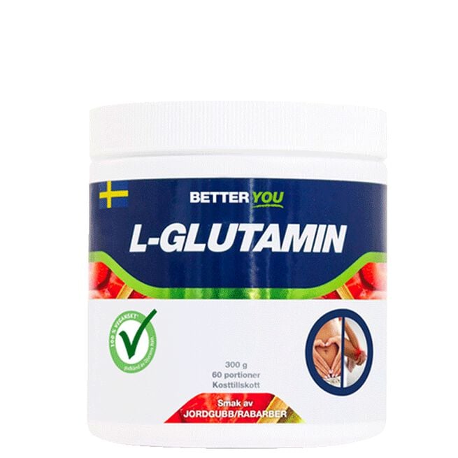Naturligt L-Glutamin, 300 g, Jordgubb/Rabarber Better You Naturligt L-Glutamin 300 g Jordgubb Rabarber Jordgubb/Rabarber