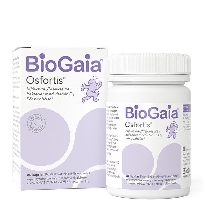 BioGaia Osfortis Med D-vitamin För Benhälsa 60 kapslar Osfortis Med D-vitamin För Benhälsa 60 kapslar