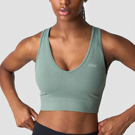 Ribbed Define Seamless Cropped V-neck Tank Top, Racing Green Ribbat Seamless Croppad Träningstopp Grön