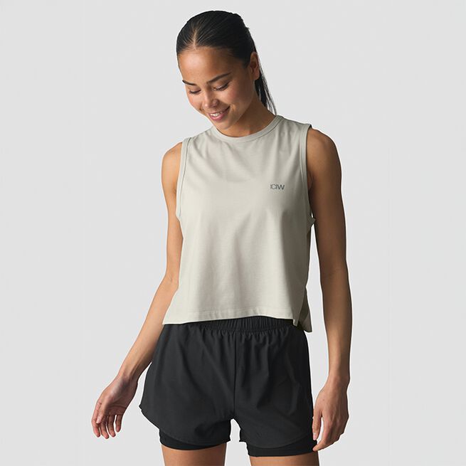 Mirage Cropped Singlet, Light Beige, L  Mirage Croppat Linne Beige