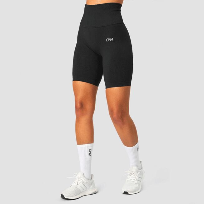Ribbed Define Seamless Pocket Biker Shorts Black Ribbed Define Seamless Pocket Biker Shorts, Black