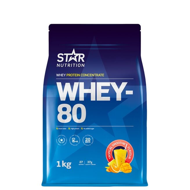 Whey-80, 1 kg, Tropical Smoothie Whey-80 Vassleprotein 1 kg Tropical Smoothie