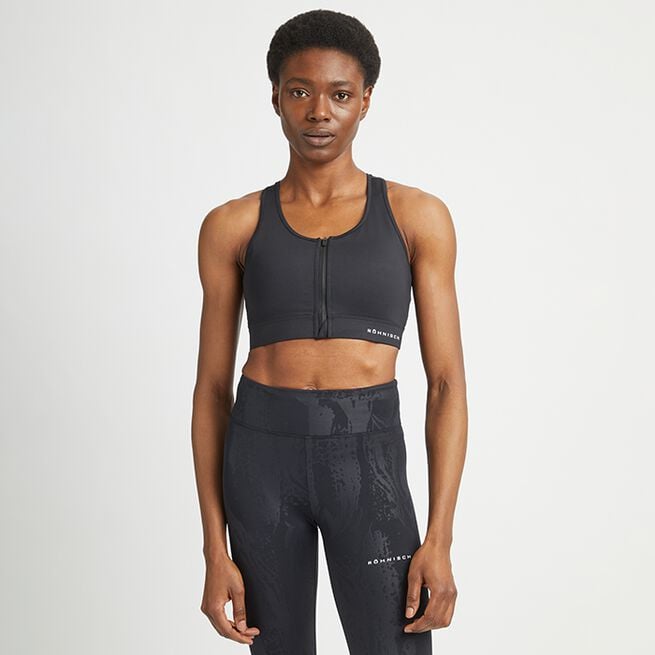 Röhnisch Essential Zip Sportsbra, Black Essential Zip Sport-bh Svart