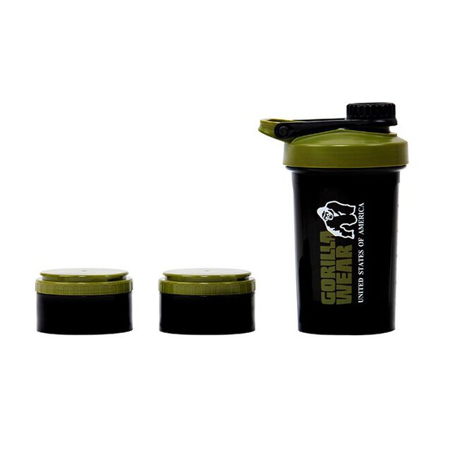 Shaker 2 Go 500 ml + 130 ml x 2, Black/Army Green  Shaker 2 Go Svart/Grön 500 ml + 130 ml x 2