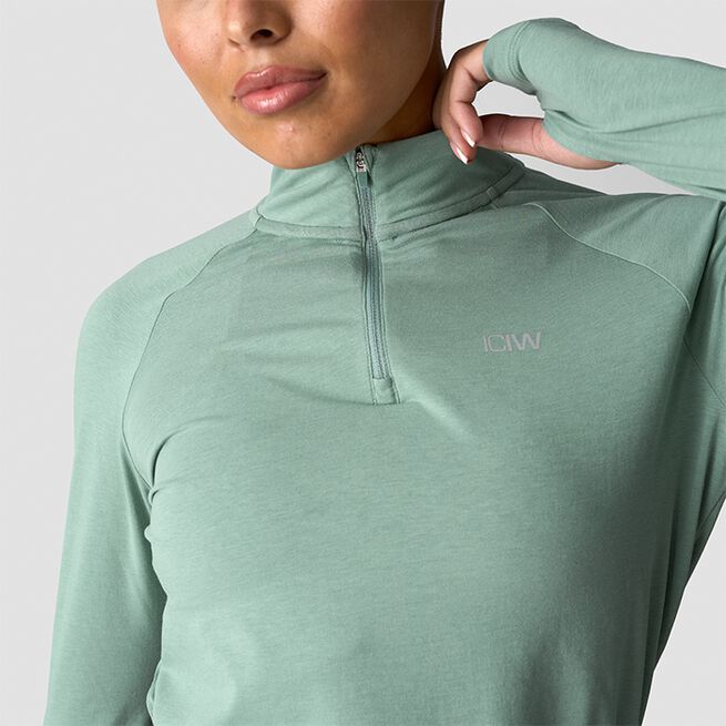 Define Cropped 1/4 Zip Adjustable, Light Moss, L  Define Croppad 1/4 Zip Tröja Ljus Mossgrön