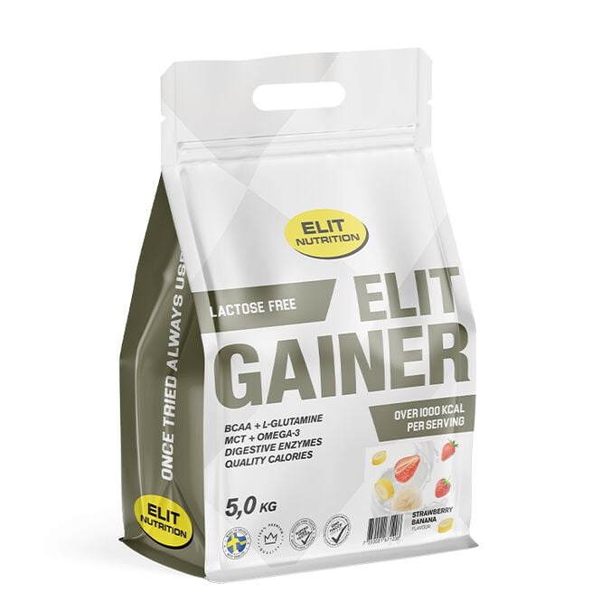 ELIT GAINER - Lactose free, 5000 g, Strawberry Banana  ELIT Gainer Laktosfri 5 kg Strawberry Banana