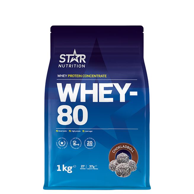 Star nutritio whey-80 protein shake Chokladboll Whey-80 Vassleprotein 1 kg Chokladboll