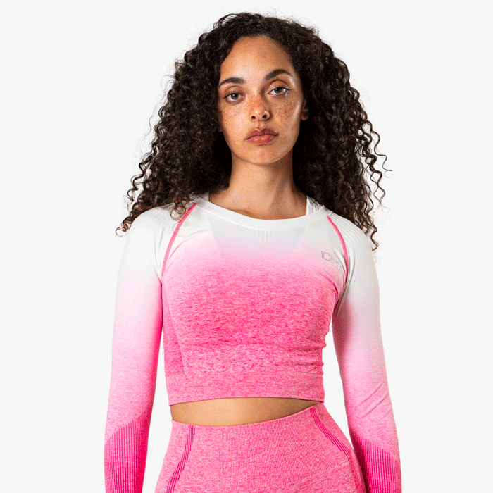 Bild av ICIW Ombre Seamless L/S Crop Top, Perfection Pink