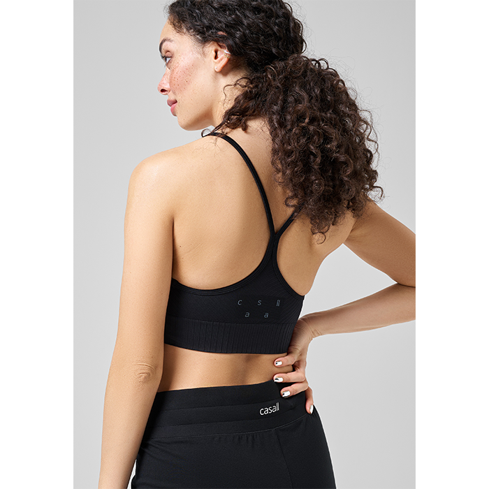 Seamless Graphical Rib Sports Top, Black