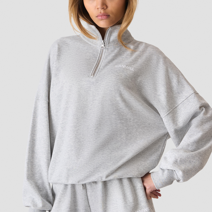 Everyday Terry Sweatshirt med Kort Dragkedja Gr&aring;