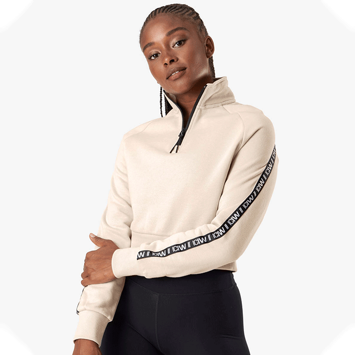 Bild av Essential Cropped Logo Sweater, Beige