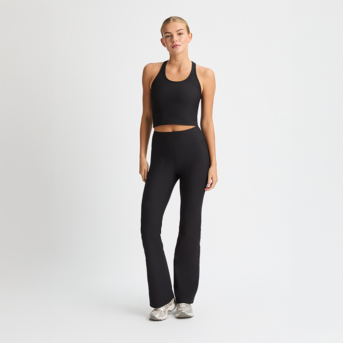 Ribbade Flare Tights Svart