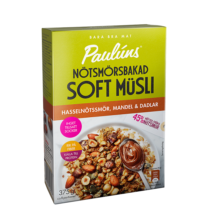 Soft Müsli Hasselnötssmör Mandel Dadlar 375 g