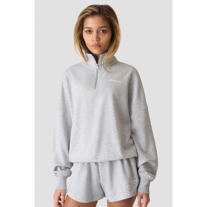 Everyday Terry Sweatshirt med Kort Dragkedja Gr&aring;