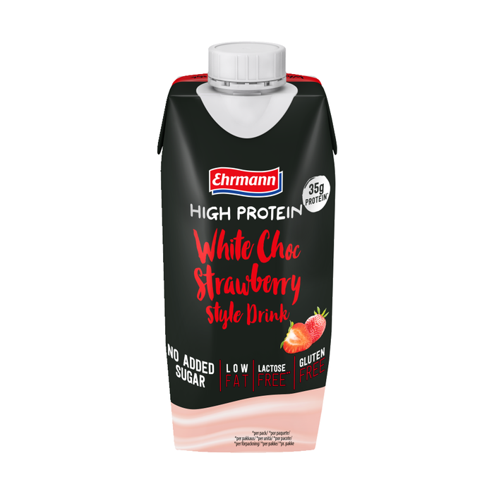 12 x Ehrmann High Protein Drink, 330 ml white_choc_strawberry