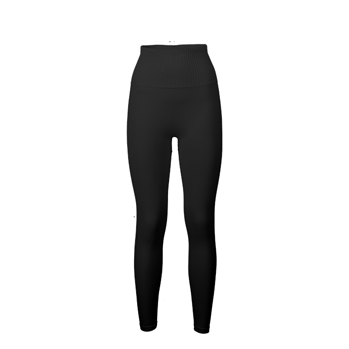 Seamless Graphical Rib High Waist Tights, Black