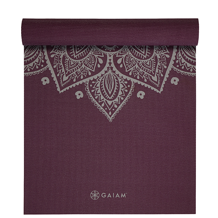 Gaiam Midnight Plum Sundial Flower Yoga Mat 5 mm - Gaiam