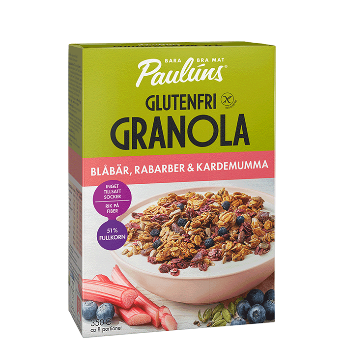 Glutenfri Granola Blåbär Rabarber Kardemumma 350 g