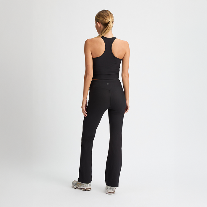 Ribbade Flare Tights Svart