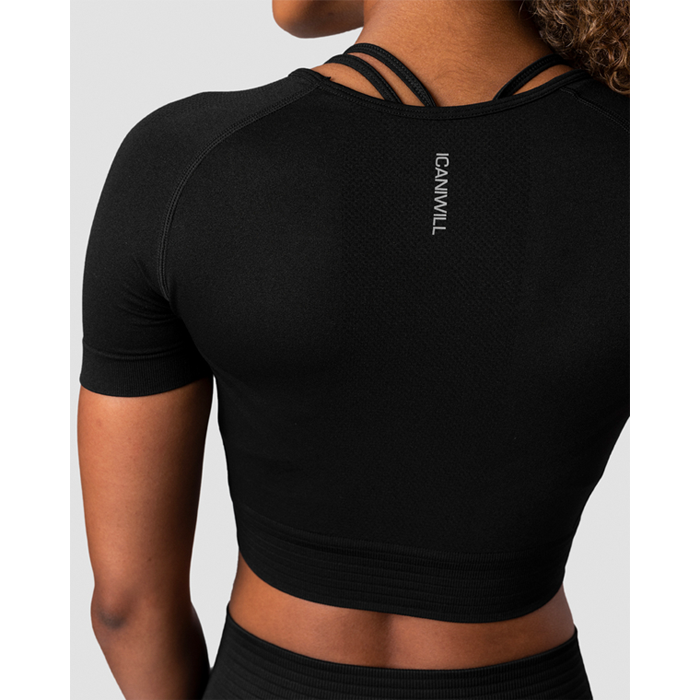Define Seamless Cropped T-shirt Wmn, Black