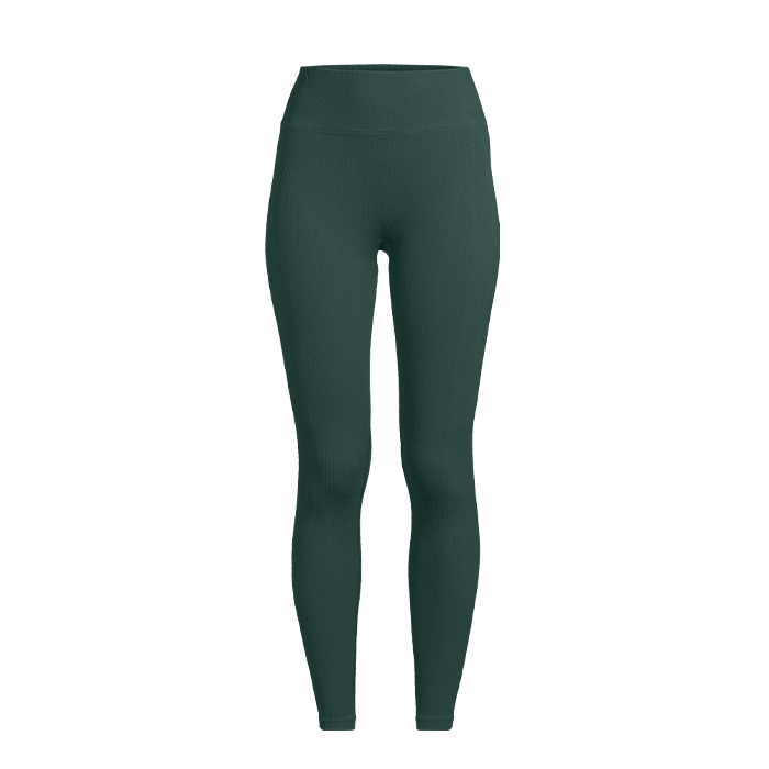 Multi Rib Seamless High Waist Tights, Dark Pine - Casall Sportswear