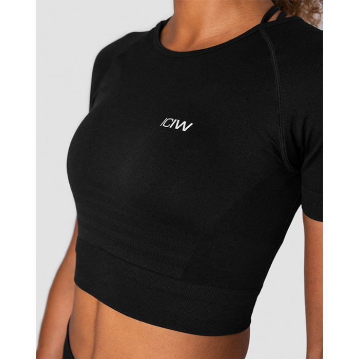 Define Seamless Cropped T-shirt Wmn, Black