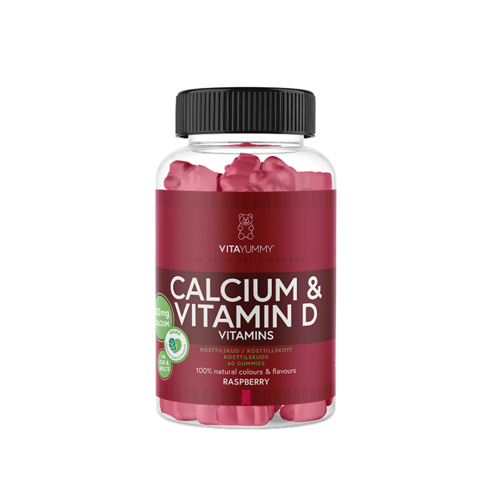 Kalcium & D-vitamin Gummies Hallon 60 st