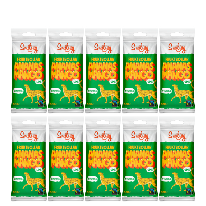 10 x Smiling Fruktbollar Mango/Ananas/Lime, 40 g