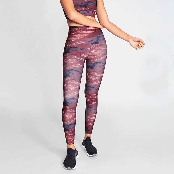 Bild av Flattering Keira Printed Tights, Dark Wine Mist
