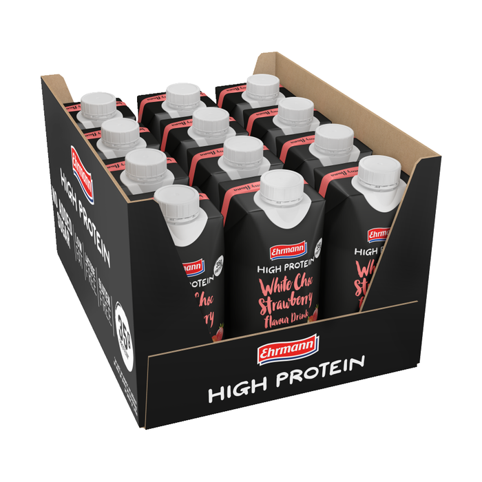 12 x Ehrmann High Protein Drink, 330 ml white_choc_strawberry