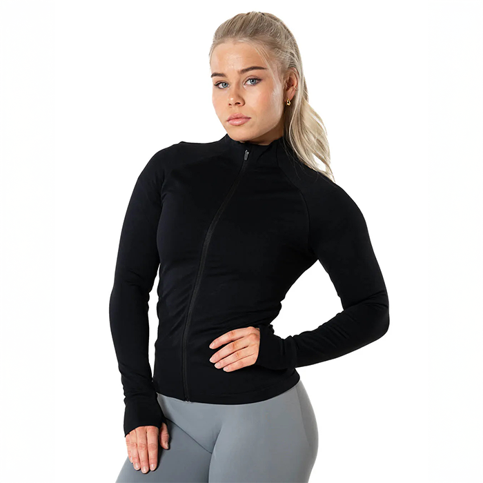 Aura Seamless Zip L&aring;ng&auml;rmad Svart