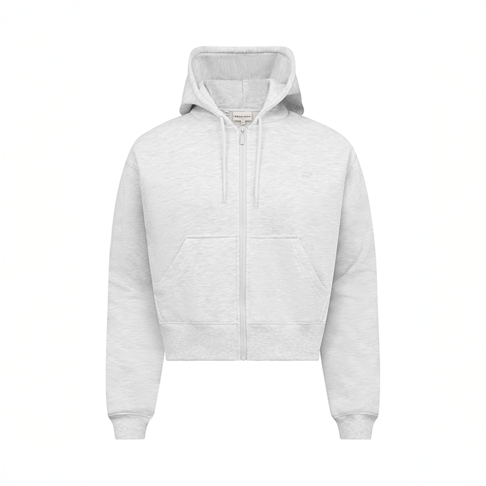 Base Hoodie med Dragkedja Ljusgr&aring;